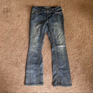 Paisley Sky Womens Bootcut Denim Jeans Embroidered Size 4
